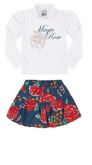 Ref.: 6038 Conjunto Blusa em Cotton e Saia em Veludo Cotelê